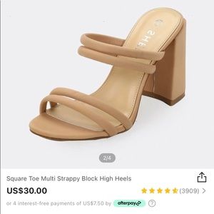 Square Toe Strappy Block Heels